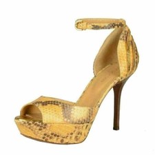 Sergio Rossi Python Skin High Heel Platform Ankle Strap Pumps Shoes US 7 IT 37