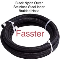 -6 AN Black Nylon Braided Stainless Steel Hose W/ Stainless Steel Inner Core