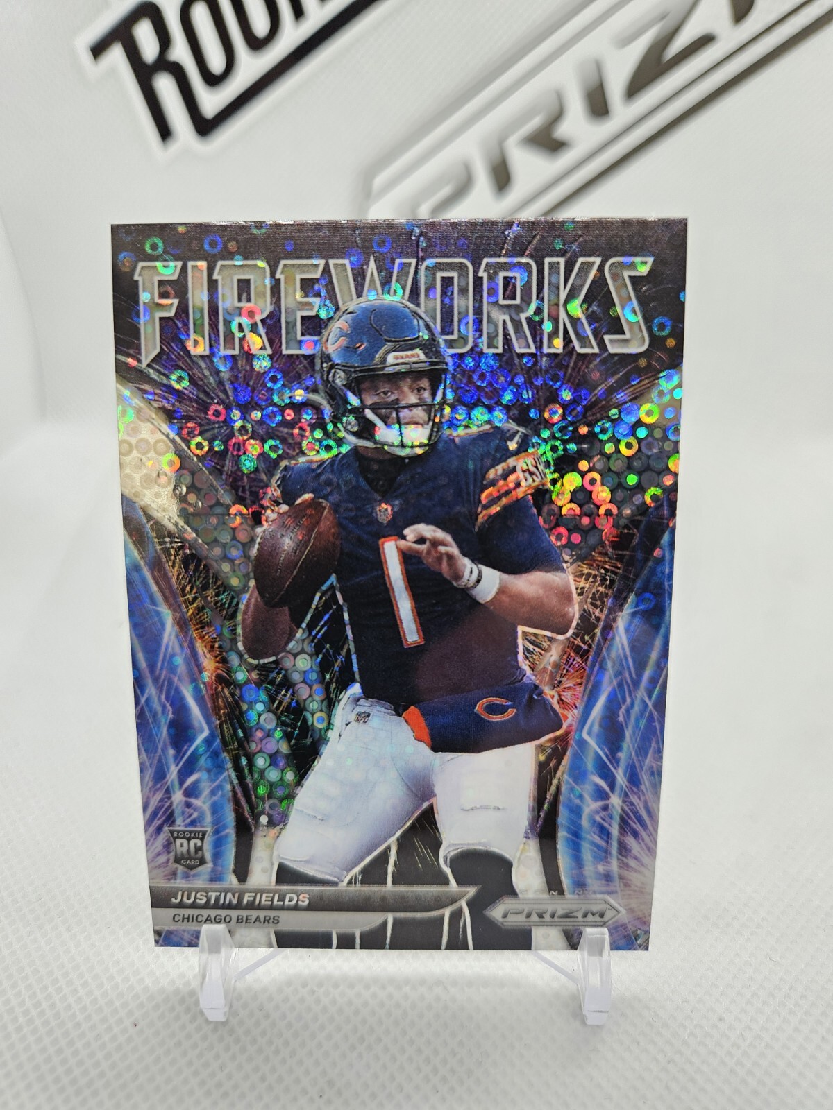 Justin Fields 2021 Prizm Fireworks No Huddle Silver Disco Prizm SP Rookie RC QB