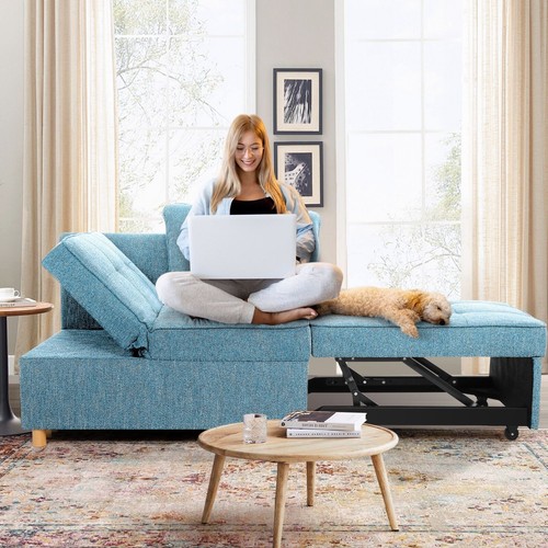 4 in 1 Convertible Sleeper Sofa Couch Loveseat Sofa Bed with Adjustable Backrest - Picture 33 of 142
