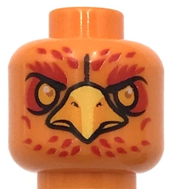 Lego New Orange Minifigure Head Dual Sided Alien Chima Phoenix