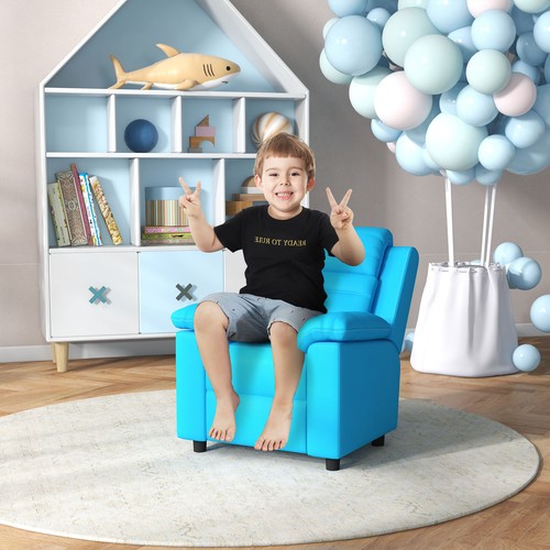 NEW Qaba Kids Recliner Chair,Toddler Leather Sofa Lounge Chair w/ Armrest,Footr - Picture 7 of 8