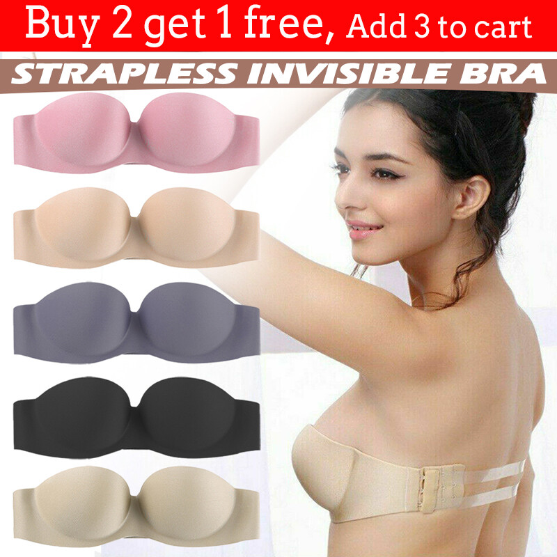 Strapless Padded Push Up Bra Clear Back Straps Bras Wedding Party