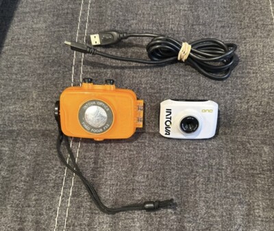 Intova Duo Waterproof HD POV Sports Video Orange Action Camera w Case & Charger!