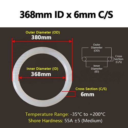 6mm Cross Section O-Rings Silicone Rubber Clear VMQ Seals FOOD GRADE 16-588mm ID - Picture 95 of 134