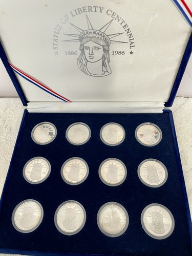 Statue Of Liberty Sterling Silver 12 Medal Set, Low 20,000 Mint, Frank Gasparro - Picture 4 of 9