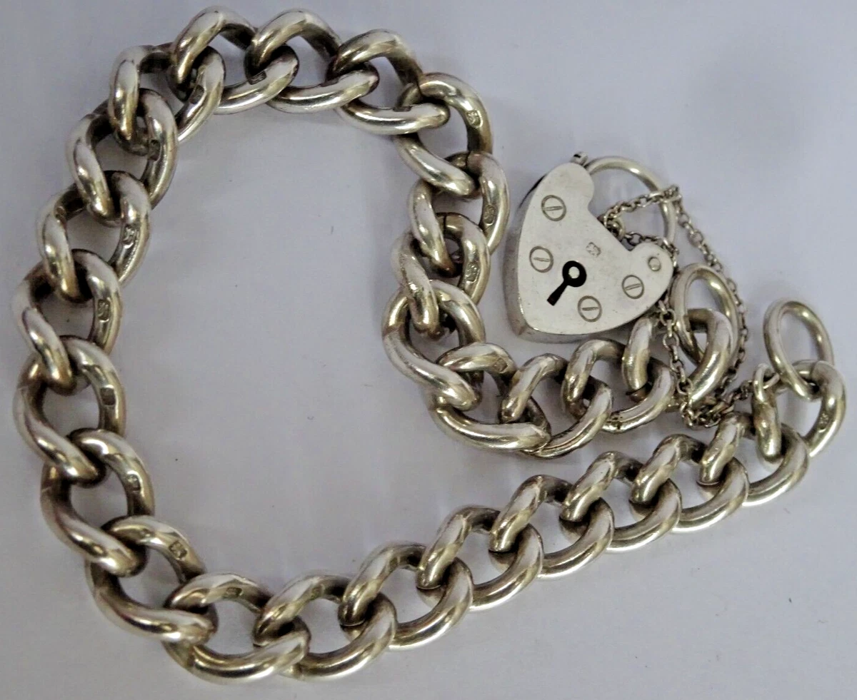Vintage chunky solid sterling silver chain bracelet. Perfect for
