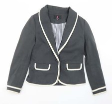 Simon Jeffrey Womens Grey Cotton BlendBlazer Size 10