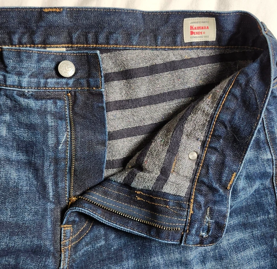J Crew KAIHARA Denim Jeans Size 34/36 Blue Japanese Fabric Inter Lined - Image 3 of 4
