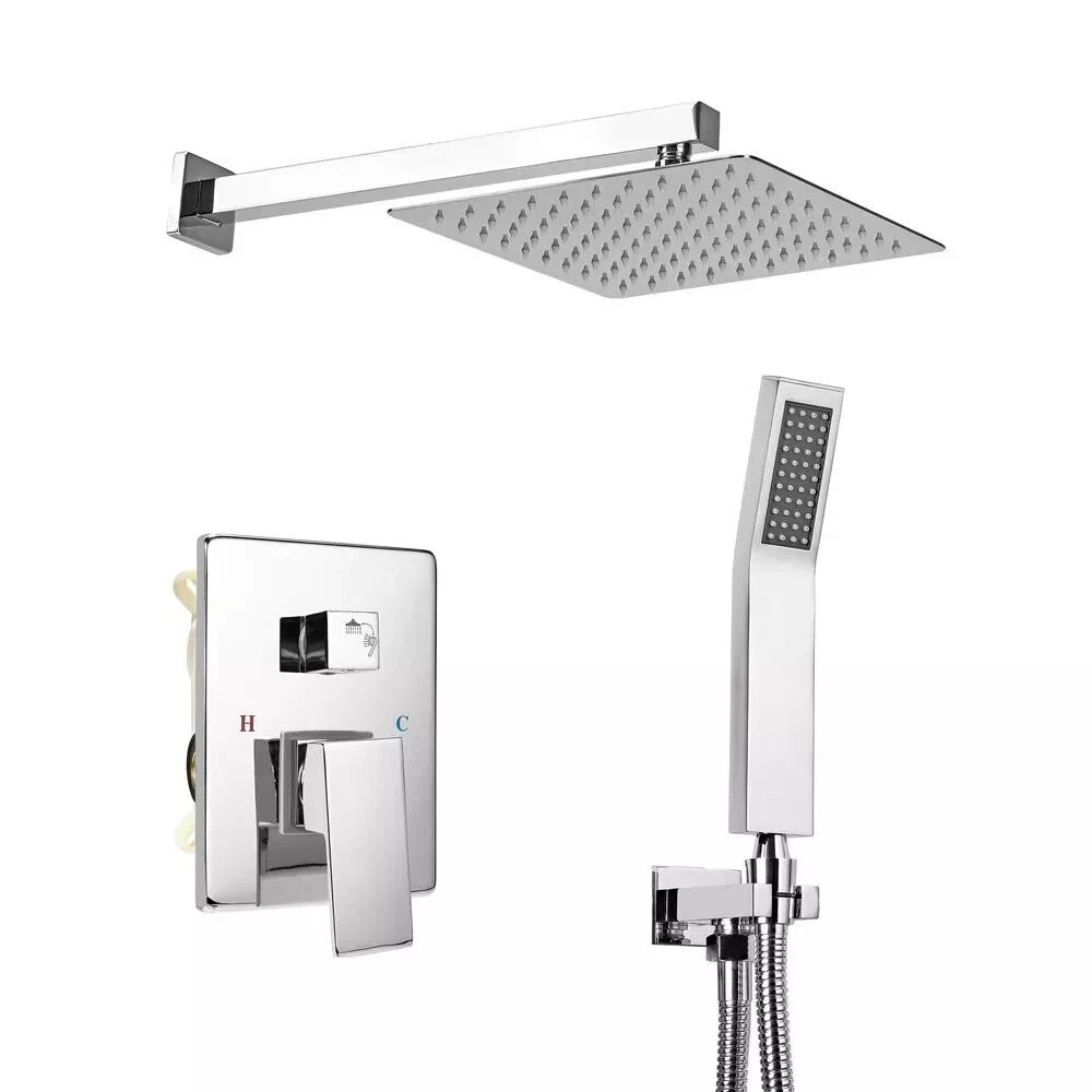 1-spray 10 in. High Pressure Dual Shower Head and Handheld RB0710-B Chrome rain