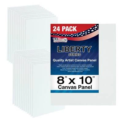 U.S. ART SUPPLY Blank Cotton Canvas Panels 8"x10" 24-Pack Mounted Art Boards Paint Supplies