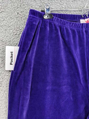 Quacker Factory Velour Ankle Pants Women 1X Blue Pockets Straight Leg M33 - Picture 4 of 12