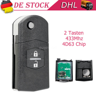2 Tasten Klapp Funk Schlüssel für Mazda 2 3 5 6 BT50 CX-5 CX-7 CX-9 + 4D63 Chip