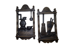 1974 Homco 7290 Frontier Pot Belly Stove Fireplace Tools Wall Decor Plastic 12x6