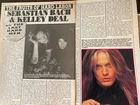 Skid Row, Sebastian Bach, Two Page Vintage Clipping