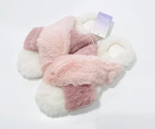 Stars Above Women's Paris Crossband Fur Slippers, Blush - Sizes S, M, L or XL