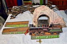 LOT- Antique Germany DRGM Tin Litho Wind Up Train Locomotive Steam Engine-
