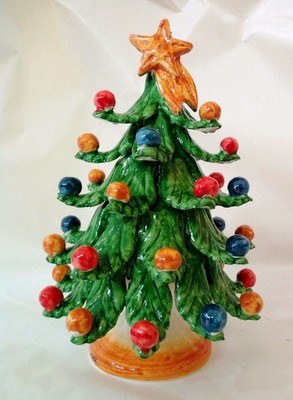 Albero Di Natale Zecchino Doro.Albero Di Natale H Cm 21 Decorato A Mano In Ceramica Di Caltagirone Ebay