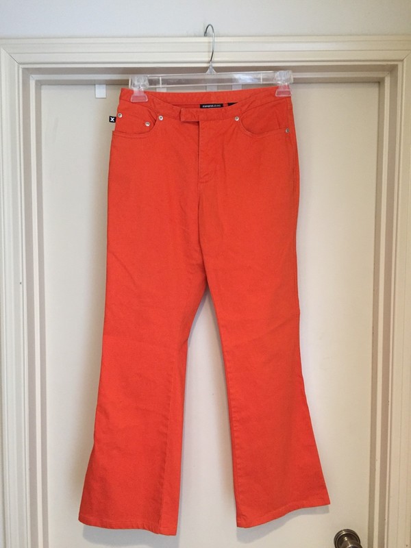 Express Jeans Stretch  "Low Rise" "Flare"  in Orange Size 3/4  25" x 29" EUC