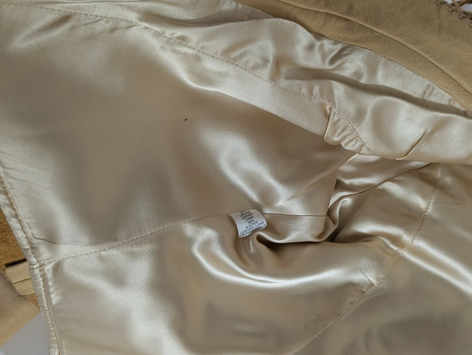 Vintage Ren Ellis Renegade Tan Leather Beaded Fringed Jacket Size 12 Womens - Image 4 of 4