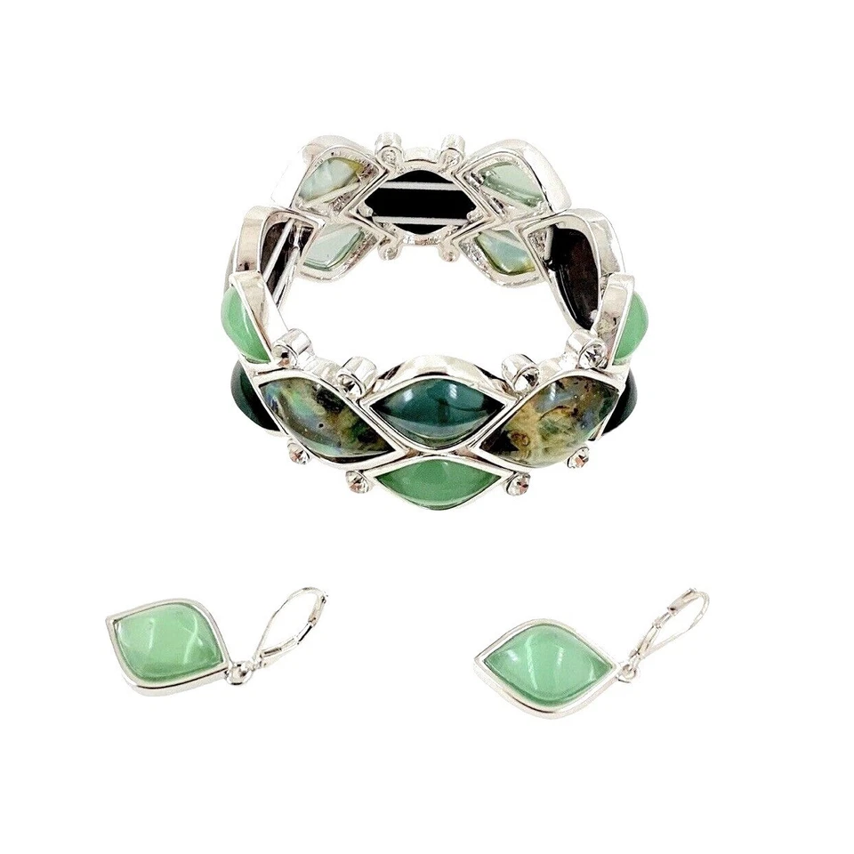 Conjunto de Joyería Dana Buchman Pulsera Pendientes Plateado Modernista Abstracto Regalo Foto 3 de 4