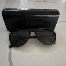 Persol Aviator Sunglasses 9649-S Tortoise Shell Frame Green Lens Lightweight