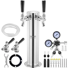 VEVOR Kegerator Tower Kit, Dual Taps Beer Conversion Kit, Stainless Steel Keg Be