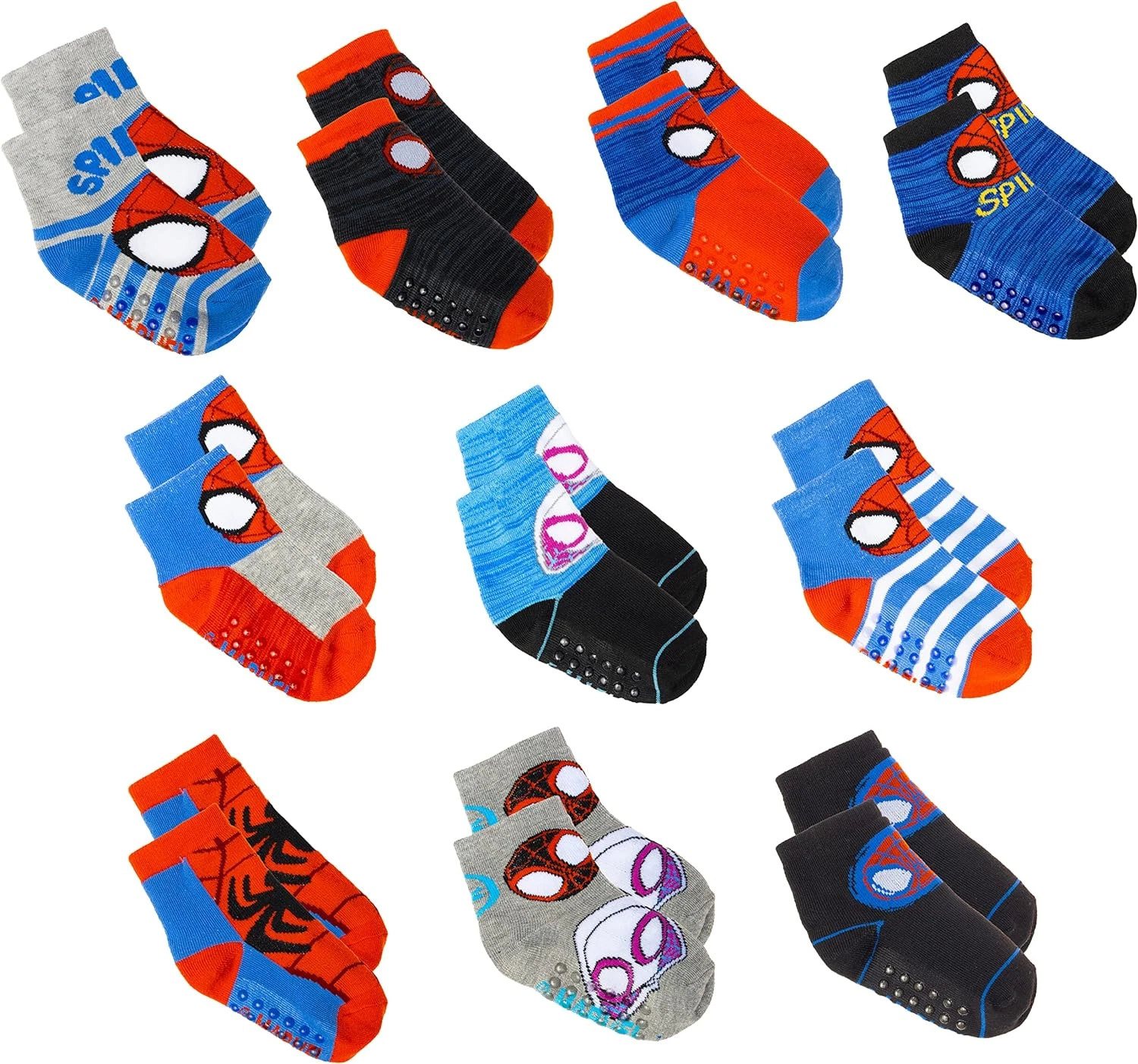 Spiderman Grip Socks, Socks for Toddler Boys, 10 Pack, Spider Man Toddler Grippe