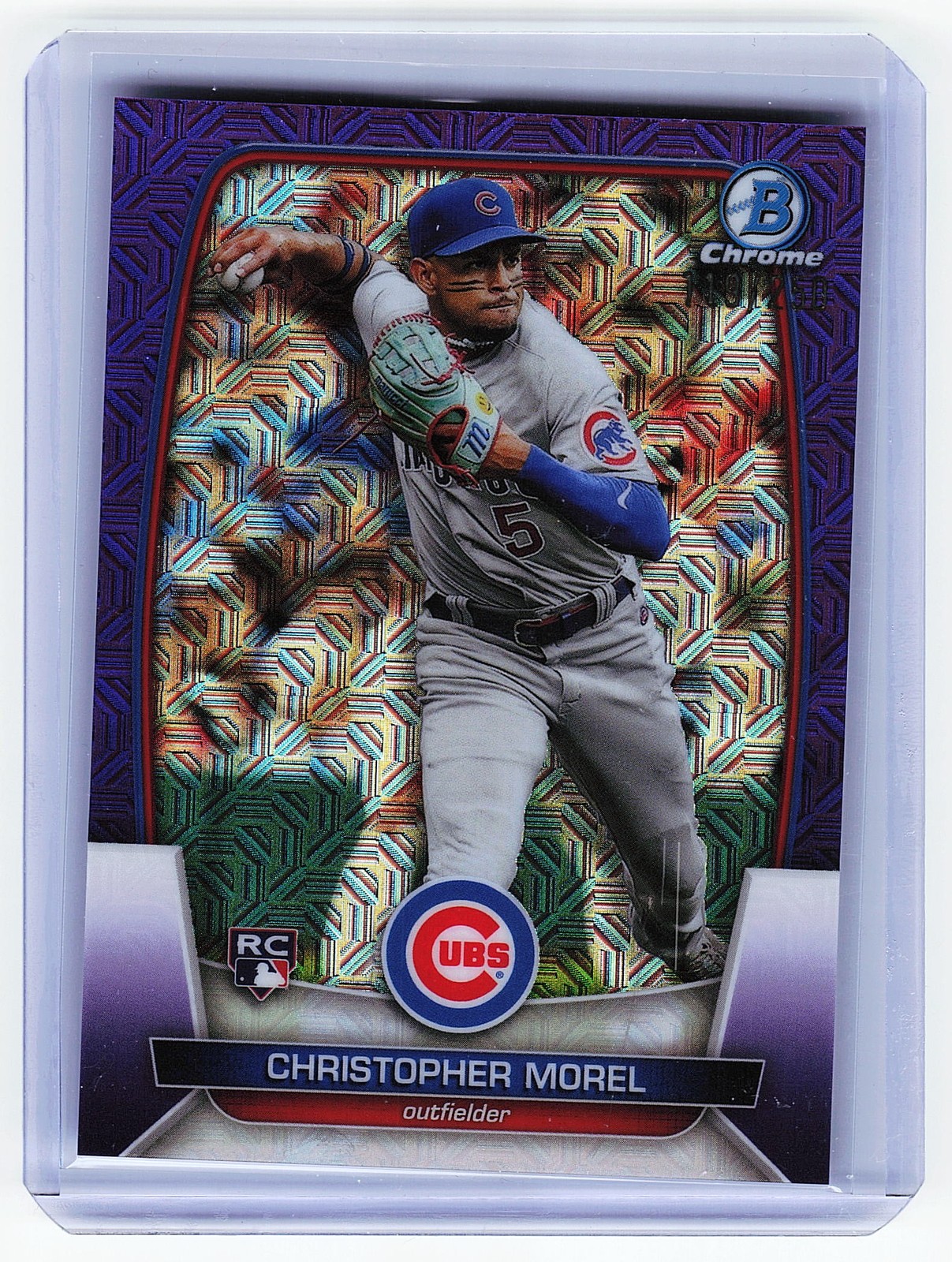 2023 Bowman #34 Christopher Morel Mojo Purple Refractors #/250 Chicago Cubs RC