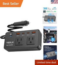 300W Car Power Inverter - Dual DC 12V to 110V AC Car Outlet Adapter to Wall P...