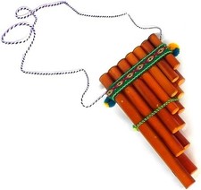 Mia Jewel Shop - Flute Instrument Pan Flute, Native Instruments Small, Brown