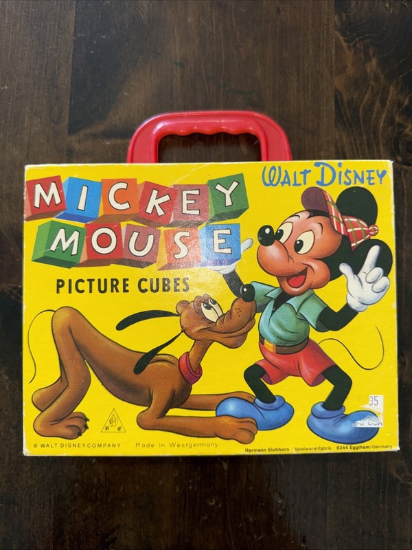 Vintage Mickey Mouse Picture Cubes Puzzle Blocks 1950s Walt Disney Productions