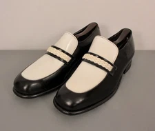 Men's VTG NOS 70s Black & White Loafers Sz 11 D 1970s 2 Tone Disco Shoes Mason