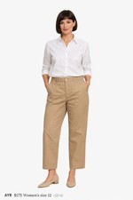 AYR The Recess Pant Khaki Chino Trouser Womens Neutral Classic Minimalist Sz 12