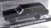 Greenlight 1/64 - Plymouth Satellite Station Wagon 1970 Black Diecast Model Car