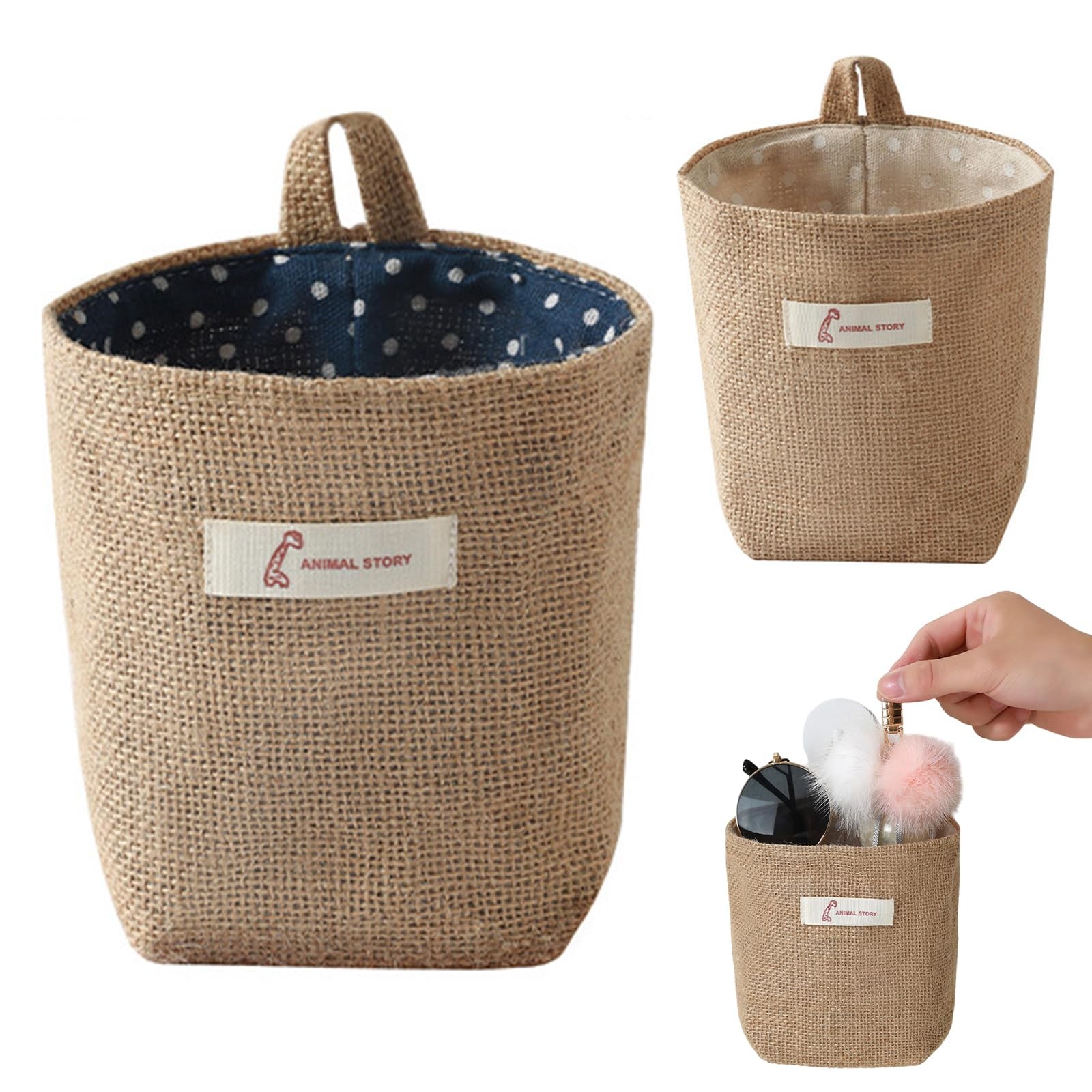Sac de rangement en lin avec poignée solide pour accessoires de nurserie