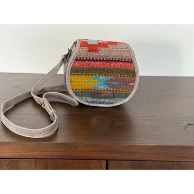 Nena & Co Leather and Huipil Crossbody Bag - New