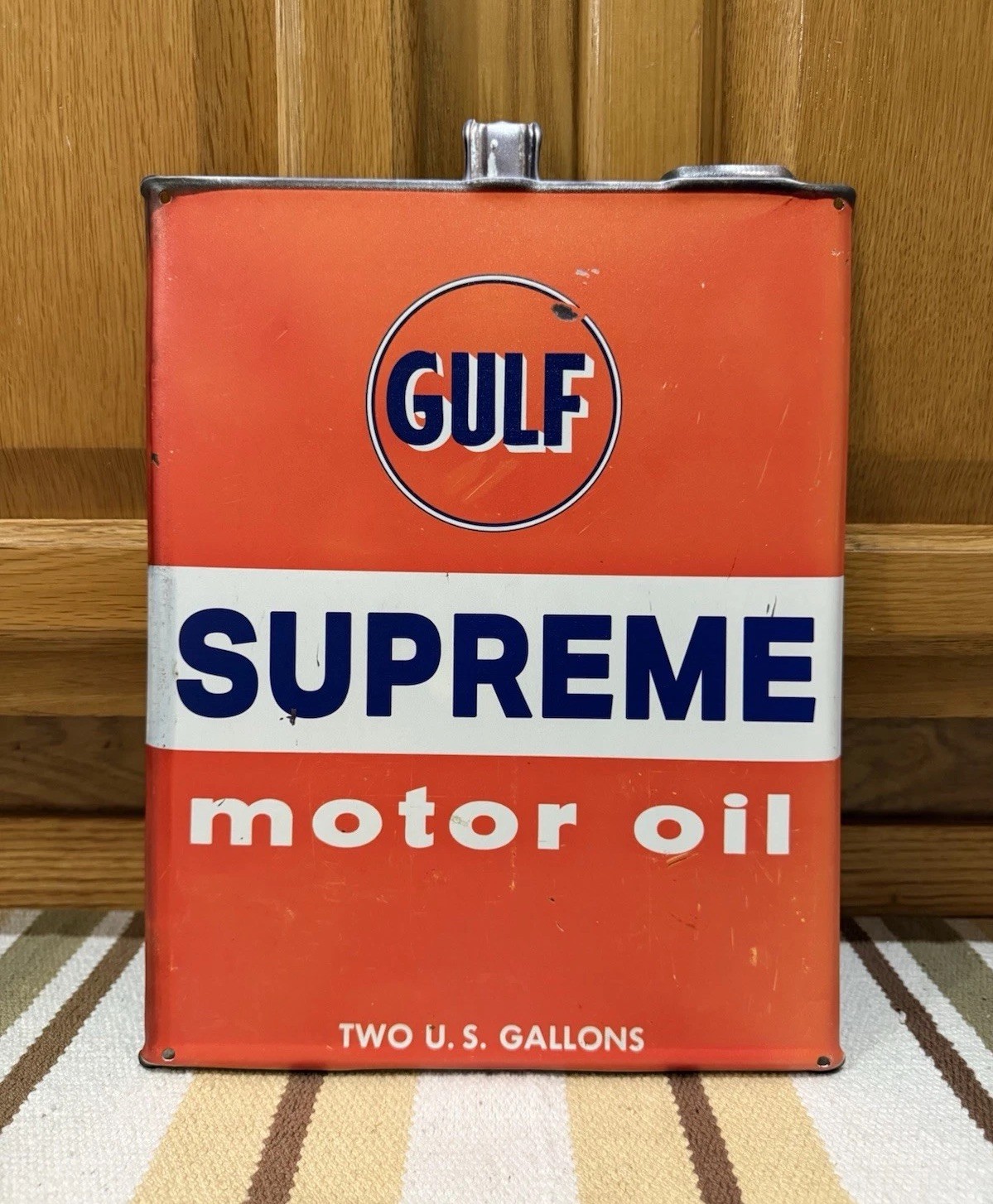 Gulf Motor Oil Sign 2 Gallon Can Parts Tools Gas Garage Vintage Style ...