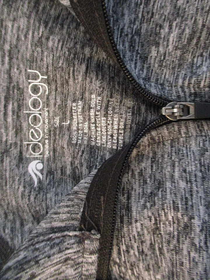 Top Ideology Activewear para mujer talla L manga larga 1/4 cremallera gris Foto 3 de 4