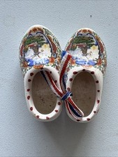 Ancienne mini paire de sabots hollandais en porcelaine fait main Hollande 2"