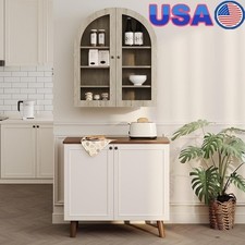 Wall Mounted Glass Door Cabinet Storage Space Saver Bathroom Kitchen Organizer