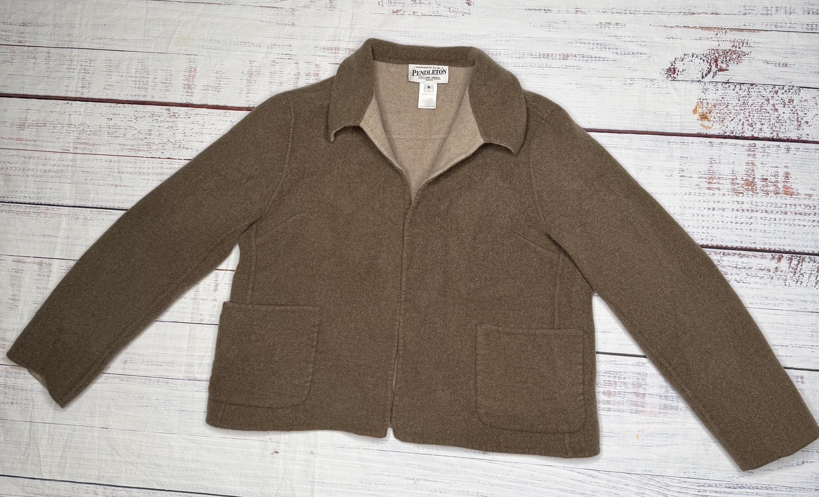 Pendleton Jacket Womens Petite Medium Brown 100% … - image 1