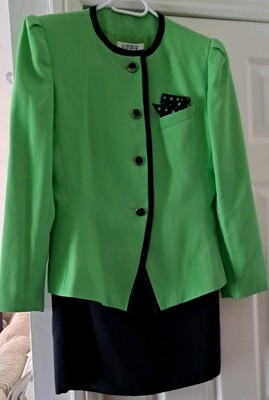 Costume Femme Kasper - Veste Et Jupe - Taille 4 - Vert à Carreaux - Occasion Très Bon état