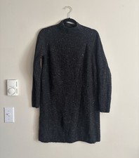 Madewell Donegal Mockneck Wool Blend Sweater Dress Small Gray Neutral Minimalist