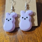 Handcrafted Purple Black Rabbit Dangle Earrings Animal Theme Hook Women Lobe — photo 2