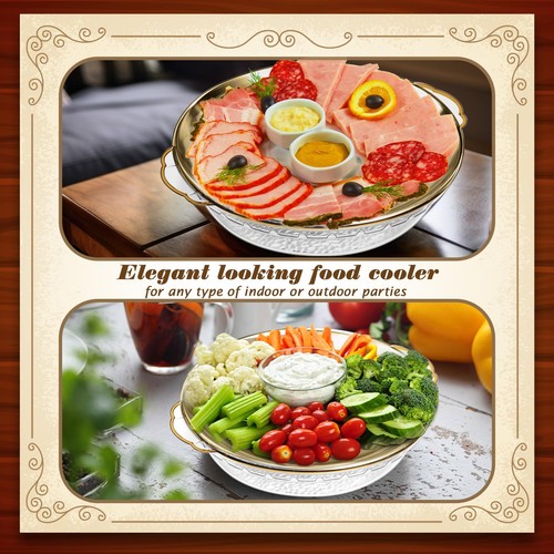 3 Set 11.8" Chilled Serving Tray for Parties with Compartments Ice Chilled Pa... - Picture 5 of 7