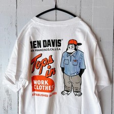 Ben Davis White Crew Neck T-Shirt M Workwear Rare Japan