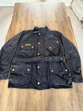 Giacca uomo Barbour International originale in cera, nera, taglia 42 XL, con cintura