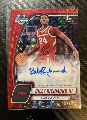 #ad BILLY RICHMOND III 2024 25 Bowman Chrome *1st Red Shimmer Auto 38 45* ARKANSAS $30.00