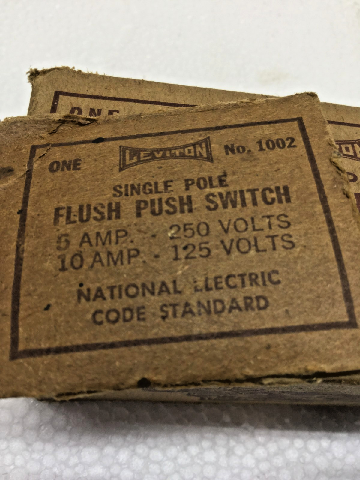 2 Single Pole Push Button Light Switches Leviton USA NOS New Old Stock Pretty